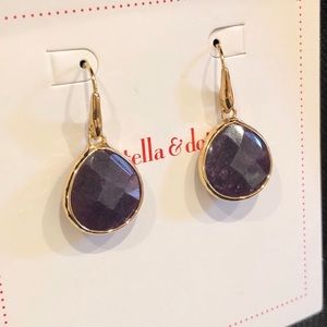 Stella & Dot Serenity Purple Drop Gold Earrings